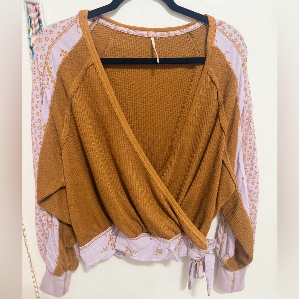 Free people Brown and Lavender Wrap Top